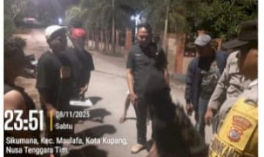 Kapolsek-Maulafa-Pimpin-Patroli-Malam,-Respon-Laporan-Call-Center-110-Bubarkan-Kerumunan-dan-Hentikan-Pesta-Melewati-Waktu-dan-Musik-Bising.