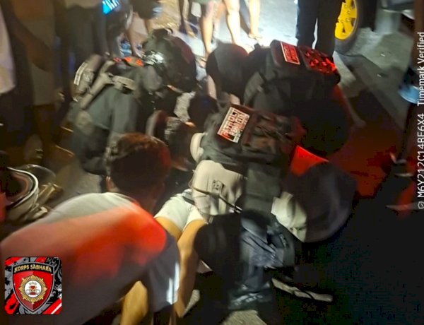 Patroli Samapta Polresta Kupang Kota Evakuasi Korban Tabrakan Motor di Sekitar Taman Tagepe, Balap Liar Dibubarkan.