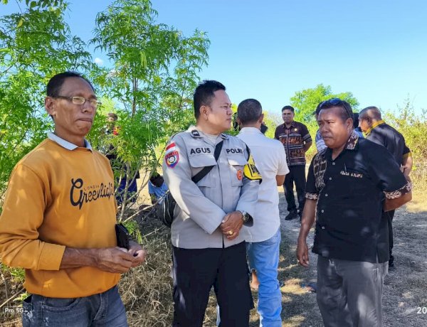 Bhabinkamtibmas Penkase Oeleta Amankan Kegiatan Pengukuran Tanah oleh BPN Kota Kupang.