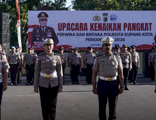 Kapolresta Kupang Kota Pimpin Upacara Kenaikan Pangkat 66 Personel Periode 1 Juli 2026.