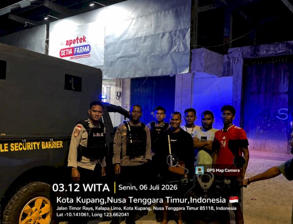 Jaga Kamtibmas Tetap Kondusif, Sat Samapta Polresta Kupang Kota Gelar Patroli Lampu Biru hingga Dini Hari.