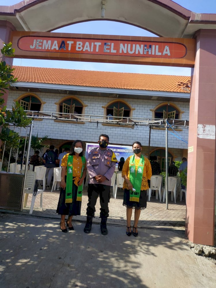 Babinkamtibmas Kelurahan Nunbaun Delha Laksanakan Pam Dan Ingatkan Warga Terapkan Protokol Kesehatan di Gereja