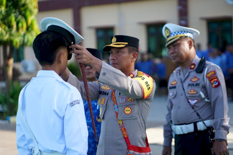 Pengukuhan Anggota Patroli Keamanan Sekolah Oleh Kapolresta Kupang Kota.