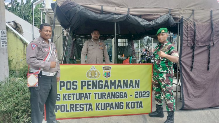 Perkuat Sinergitas, POLRI Bersama TNI Dari 3 Matra Jaga Pos Pam Ops Ketupat Turangga.