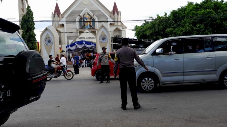 Jamin Keamanan, Polsek Kelapa Lima Amankan Jalannya Pentahbisan dan Peresmian Gedung Gereja Santo Andreas Lasiana