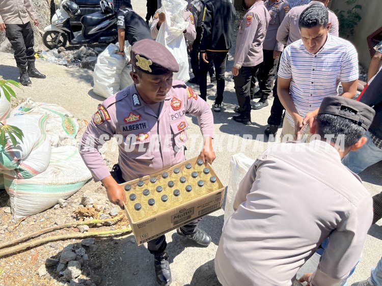 Gelar Operasi Pekat, Polresta Kupang Kota Amankan Ratusan Liter Miras