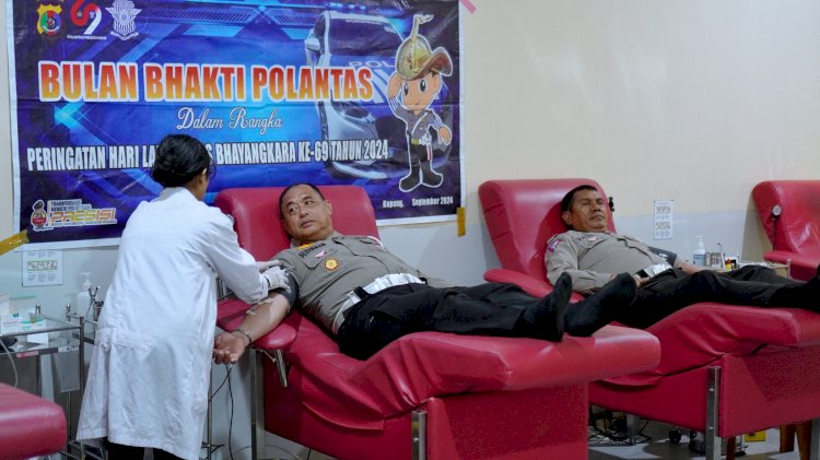 Donor Darah Personel Satlantas Polresta Kupang Kota, Sambut Hari Lalu Lintas Bhayangkara ke-69