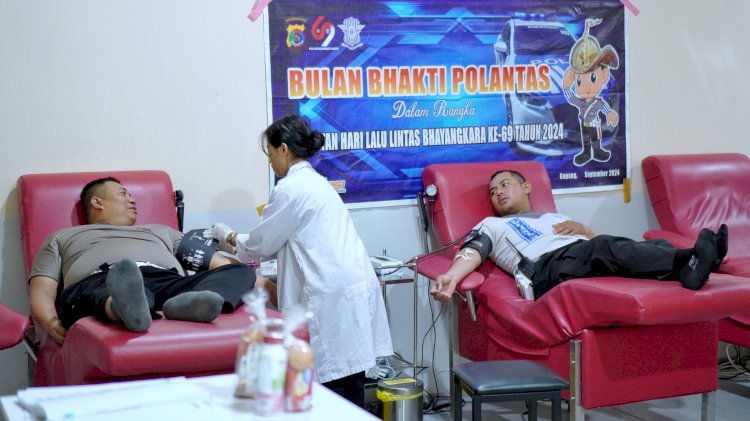 Donor Darah Personel Satlantas Polresta Kupang Kota, Sambut Hari Lalu Lintas Bhayangkara ke-69