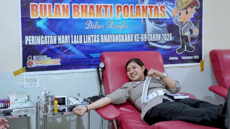 Donor Darah Personel Satlantas Polresta Kupang Kota, Sambut Hari Lalu Lintas Bhayangkara ke-69