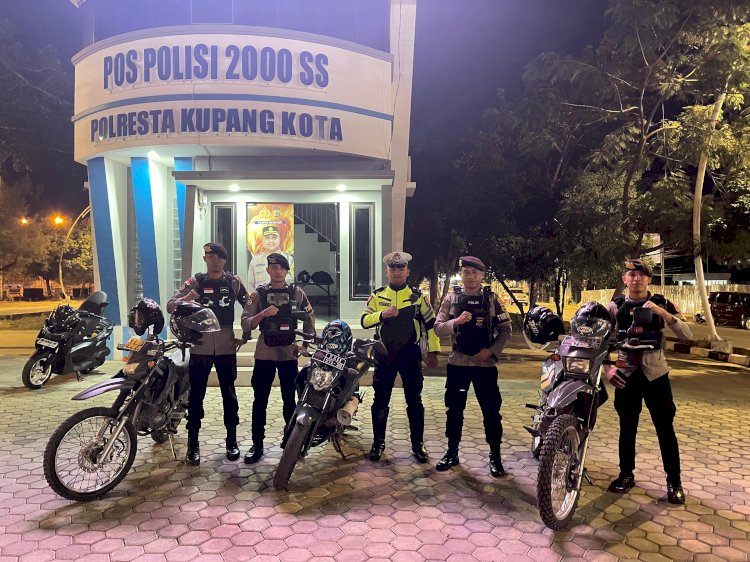 Patroli Gabungan Satlantas dan Samapta Polresta, Cegah Gangguan Kamtibmas di Kota Kupang.
