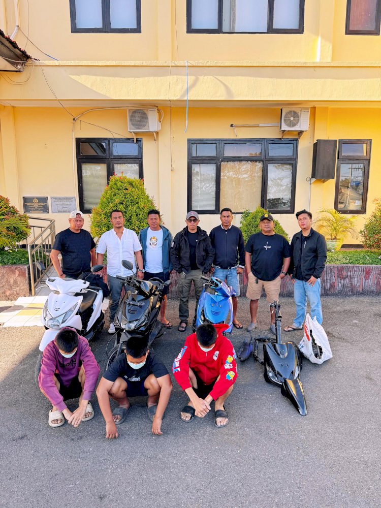 Jatanras Polresta Kupang Kota Amankan Tiga Pelajar, Terduga Anak Pelaku Pencurian Empat Unit Sepeda Motor.