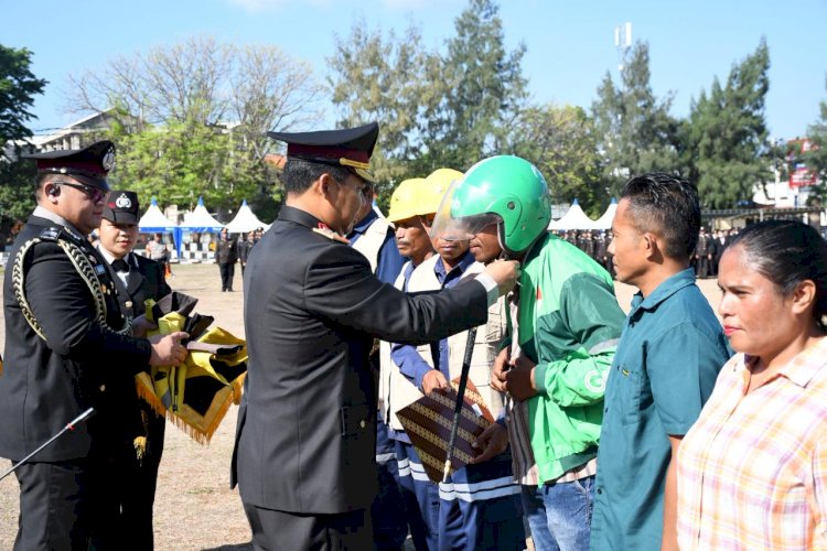 Apel Kebangsaan Polda NTT: Ojol dan Buruh Kompak Jaga Persatuan, Tolak Intoleransi dan Radikalisme.