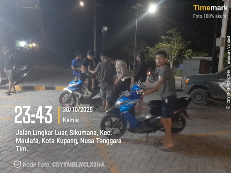 Kanit Reskrim IPDA Afret Bire Pimpin Patroli Malam, Jaga Wilkum Polsek Maulafa Kondusif.