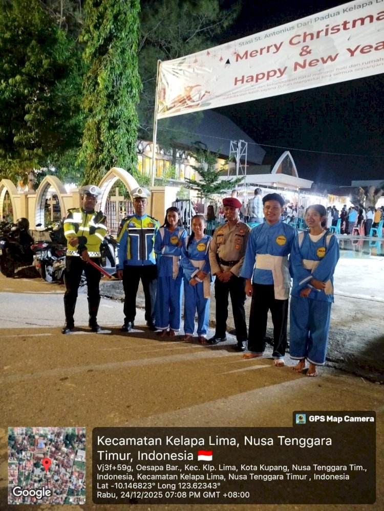 Polresta Kupang Kota Libatkan Polda NTT dan Elemen Masyarakat, Amankan Ibadah Natal 2025.