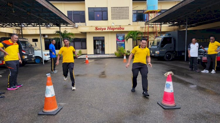 Hari Kedua TKJ Polresta Kupang Kota, Ratusan Personel Uji Ketahanan Fisik.