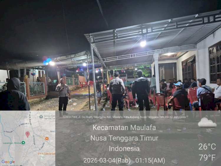 Patroli Cipta Kondisi Dini Hari, Personel Polsek Maulafa Bubarkan Acara Syukuran yang Ganggu Warga.