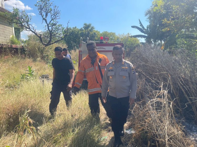 Kapolsek Kota Raja Turun Langsung ke Lokasi Kebakaran Rumput di Kuanino