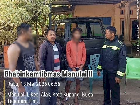 Curiga Hendak Mencuri Besi Bengkel, Seorang Anak Diamankan Bhabinkamtibmas Manulai Dua.