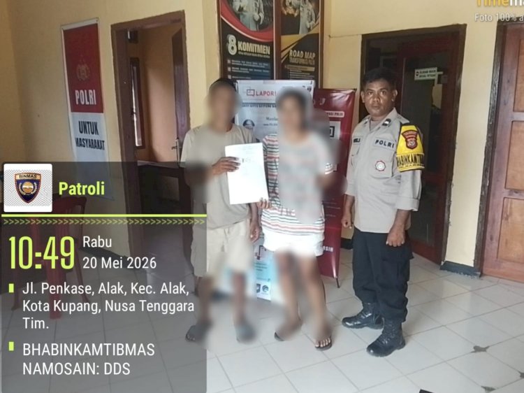 Dipicu Masalah Charger HP, Bhabinkamtibmas Namosain Mediasi Kasus KDRT Pasutri Hingga Sepakat Berdamai di Polsek Alak.