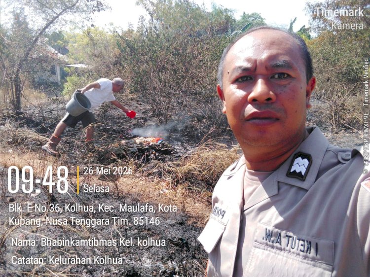 Kebakaran Lahan Kosong di BTN Kolhua Berhasil Dipadamkan, Kapolsek: Warga Jangan Buang Puntung Rokok dan Bakar Sampah Sembarangan.