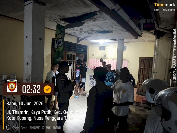 Samapta Polresta Kupang Kota Lakukan Patroli dan Respon Cepat Kasus Pengrusakan Kos-kosan di Jalan Thamrin.
