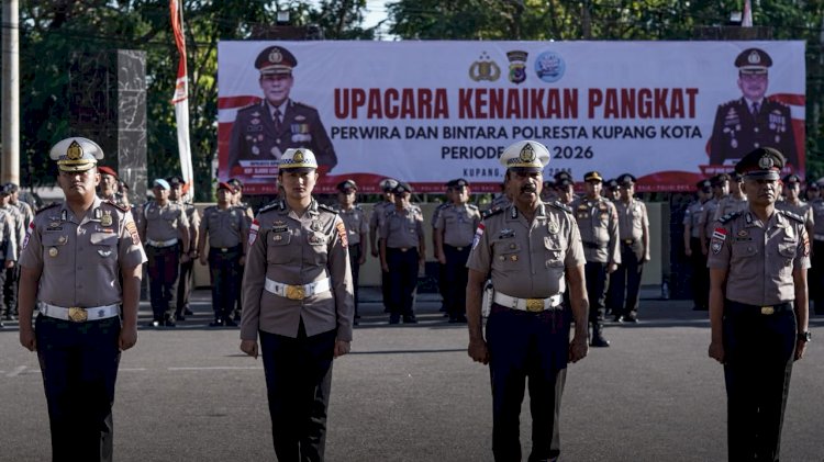Kapolresta Kupang Kota Pimpin Upacara Kenaikan Pangkat 66 Personel Periode 1 Juli 2026.