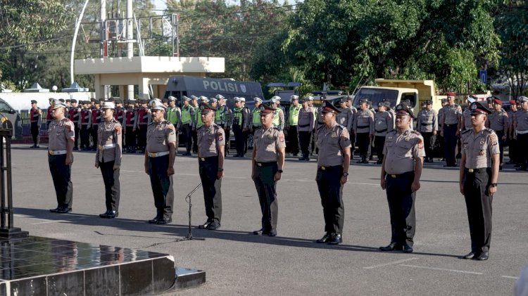 Kapolresta Kupang Kota Pimpin Upacara Kenaikan Pangkat 66 Personel Periode 1 Juli 2026.