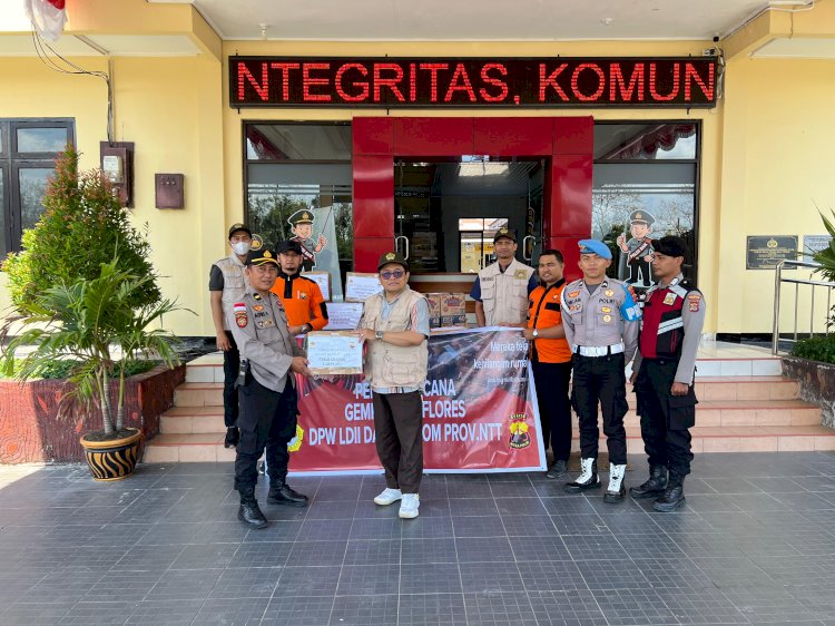 LDII dan Senkom Mitra Polri NTT Salurkan Bantuan Kemanusiaan untuk Korban Gempa Flores melalui Polresta Kupang Kota