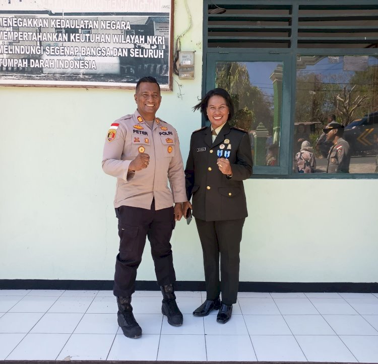 Pererat Soliditas TNI-Polri, Polsek Maulafa Kunjungi Koramil 1604-07/Alak dan Lanud El Tari Kupang di HUT TNI ke-81.