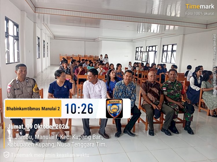 Hadir di Peresmian Gedung Baru SMA Negeri 13 Kota Kupang, Bhabinkamtibmas Manulai II Ajak Guru dan Siswa Jadi Pelopor Kamtibmas.