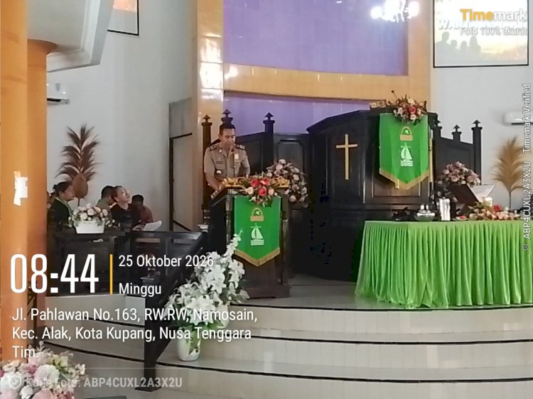 Minggu Kasih di Gereja La Hai Roi, Kapolsek Alak Ajak Jemaat Jaga Kamtibmas dan Lindungi Generasi Muda.